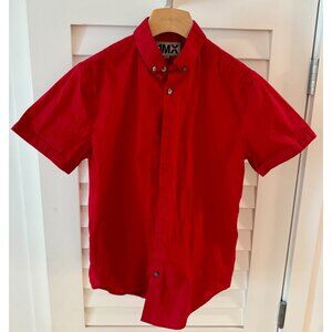 *SALE* Express Men's 1MX Buttoned/Short-Sleeve Shirt (Size M, Bright Red/Fitted)